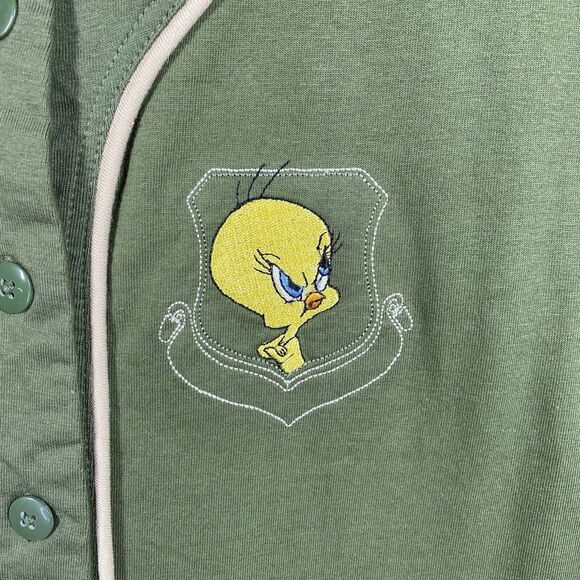 Looney Tunes Womens Sz XL Green VTG 2002 TWEETY BIRD ATTITUDE U Baseball Jersey - Picture 3 of 11
